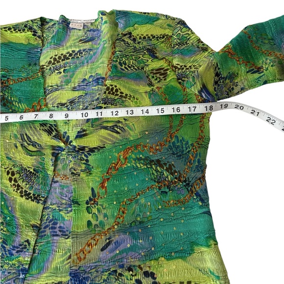 Alberto Makali Set cardigan and sleeveless top, green/ brown, vintage luxury , M - Picture 6 of 12